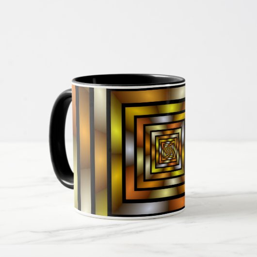 Lumineus kleurig grafisch fractaal tunnelpatroon mok (Voorkant links)