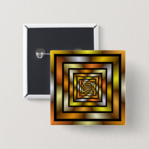Lumineus kleurig grafisch fractaal tunnelpatroon vierkante button 5,1 cm