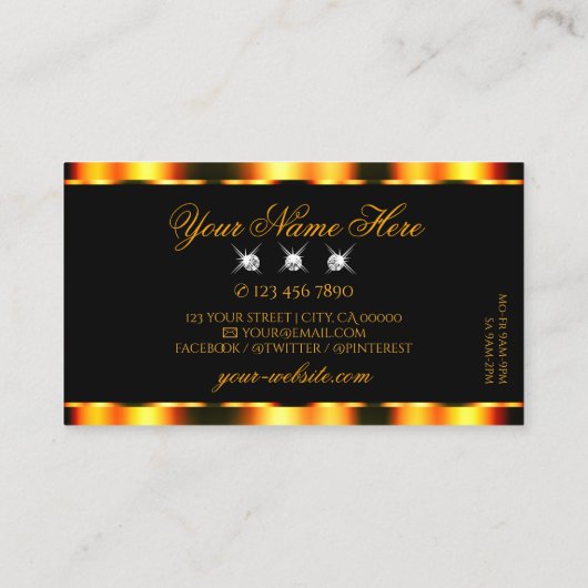 Lumineus Oranje, zwart, piepend diamant Visitekaartje (Achterkant)