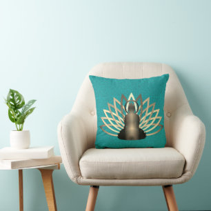 Lumineuse bouddha lotus lancer oreiller