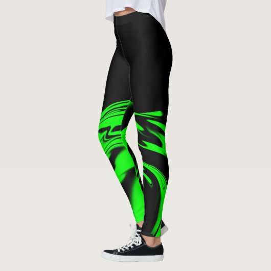 Lumineuse citron vert et noir design Leggings (Gauche)