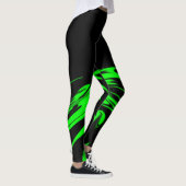 Lumineuse citron vert et noir design Leggings (Droite)