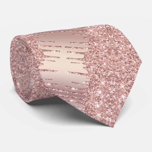 Lumineuse Cravate brillant Rose or Blush Parties s (Roulé)