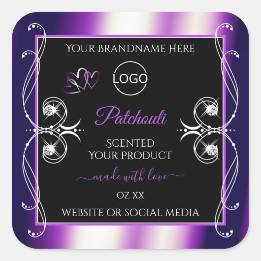 Lumineuse violet noir produit Étiquette Bijoux Log (Devant)