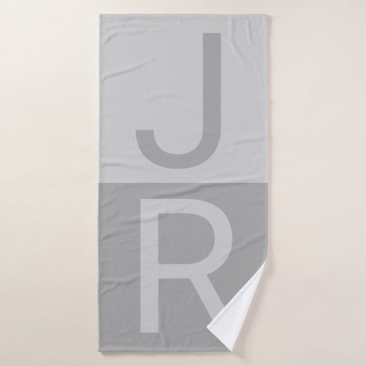 Lumineuses Gris & Gris Initiales Modernes Monogram (Serviette de bain)