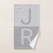 Lumineuses Gris & Gris Initiales Modernes Monogram (Serviette à main)