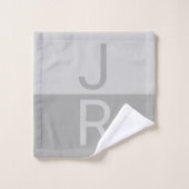 Lumineuses Gris & Gris Initiales Modernes Monogram (Gant de toilette)