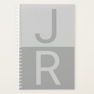 Lumineuses Gris & Gris Initiales Modernes Monogram