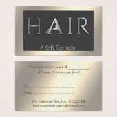 Lumineux brillant élégant certificat cadeau cheveu (Devant & derrière)