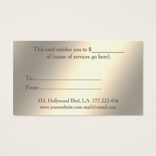 Lumineux brillant élégant certificat cadeau cheveu (Dos)