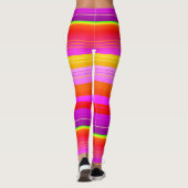 Lumineux rouge violet jaune créatif rayé Leggings (Dos)