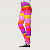 Lumineux rouge violet jaune créatif rayé Leggings (Gauche)