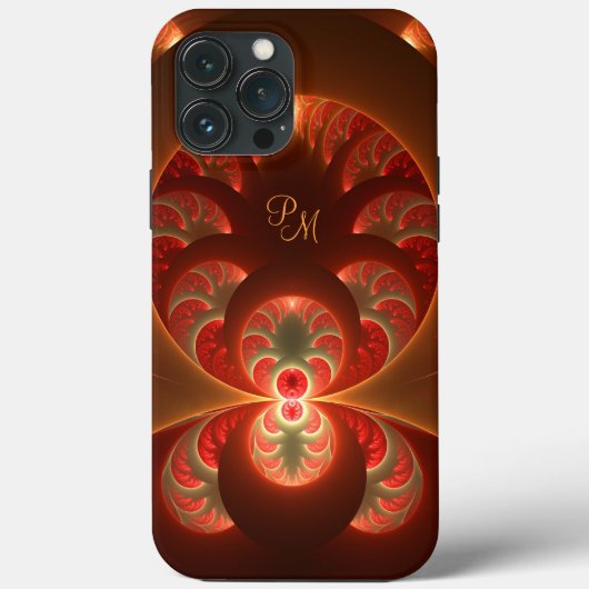 Lumineuze Abstracte moderne fractale Initialen Case-Mate iPhone Case (Achterkant)