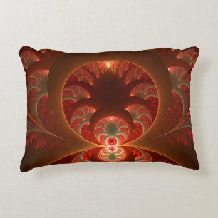 Lumineuze abstracte moderne oranje rode Fractal Accent Kussen