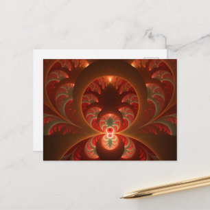 Lumineuze abstracte moderne oranje rode Fractal Briefkaart