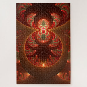 Lumineuze abstracte moderne oranje rode Fractal Legpuzzel