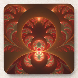 Lumineuze abstracte moderne oranje rode Fractal Onderzetter