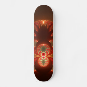 Lumineuze abstracte moderne oranje rode Fractal Skateboard
