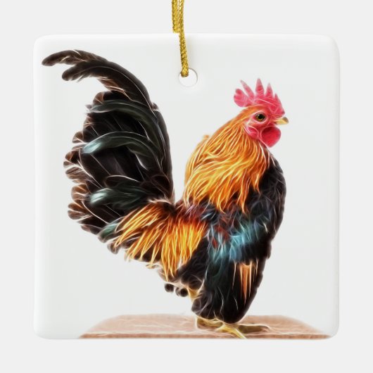 Lumineuze Chicken Art Keramisch Ornament (Voorkant)