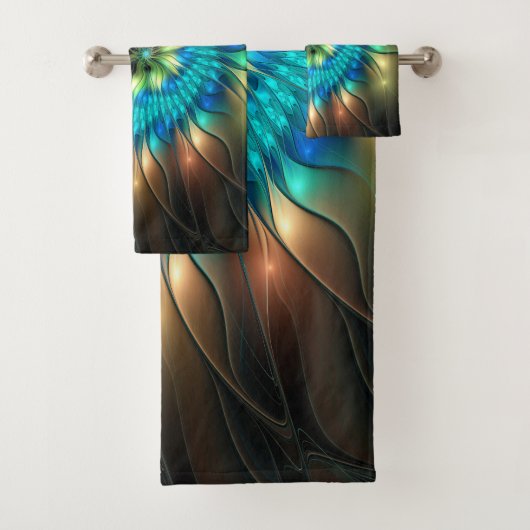 Lumineuze Fantasevloer, kleurrijk Abstract fractal Bad Handdoek (Insitu)