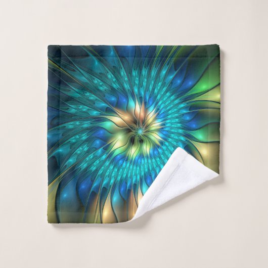 Lumineuze Fantasevloer, kleurrijk Abstract fractal Bad Handdoek (Wasdoekje)