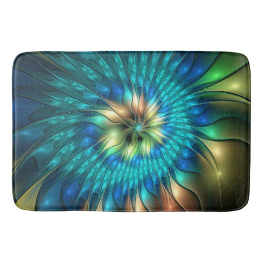 Lumineuze Fantasevloer, kleurrijk Abstract fractal Badmat (Voorkant)