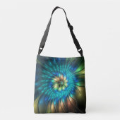 Lumineuze Fantasevloer, kleurrijk Abstract fractal Crossbody Tas (Achterkant)