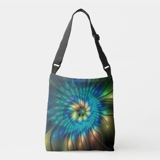 Lumineuze Fantasevloer, kleurrijk Abstract fractal Crossbody Tas (Voorkant)