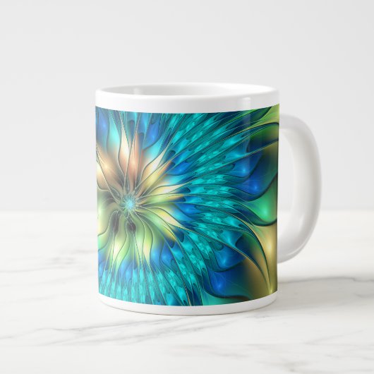 Lumineuze Fantasevloer, kleurrijk Abstract fractal Extra Grote Beker (Voorkant rechts)