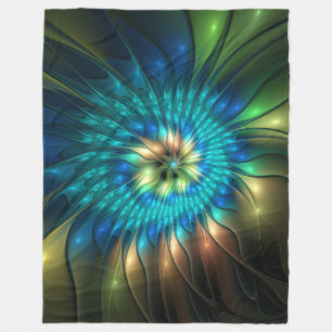Lumineuze Fantasevloer, kleurrijk Abstract fractal Fleece Deken