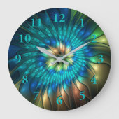 Lumineuze Fantasevloer, kleurrijk Abstract fractal Grote Klok (Voorkant)