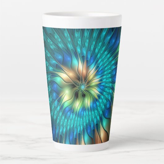Lumineuze Fantasevloer, kleurrijk Abstract fractal Latte Mok (Voorkant)