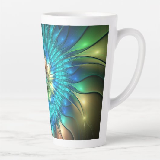 Lumineuze Fantasevloer, kleurrijk Abstract fractal Latte Mok (Rechts)