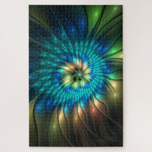 Lumineuze Fantasevloer, kleurrijk Abstract fractal Legpuzzel