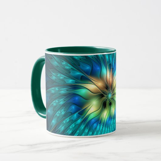 Lumineuze Fantasevloer, kleurrijk Abstract fractal Mok (Voorkant links)