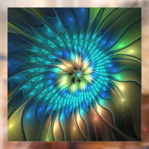 Lumineuze Fantasevloer, kleurrijk Abstract fractal Raamsticker