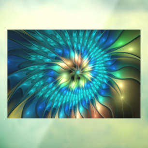 Lumineuze Fantasevloer, kleurrijk Abstract fractal Raamsticker