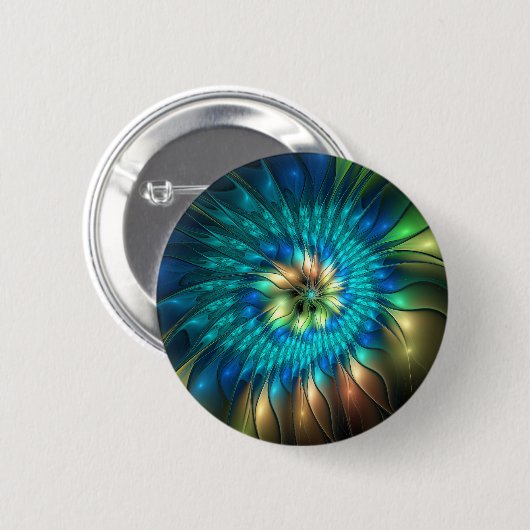 Lumineuze Fantasevloer, kleurrijk Abstract fractal Ronde Button 5,7 Cm (Voorkant /achterkant)