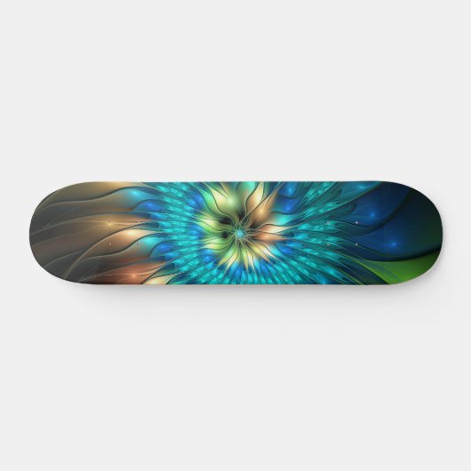 Lumineuze Fantasevloer, kleurrijk Abstract fractal Skateboard (Horizontaal)