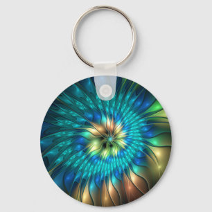 Lumineuze Fantasevloer, kleurrijk Abstract fractal Sleutelhanger