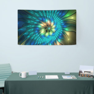 Lumineuze Fantasevloer, kleurrijk Abstract fractal Spandoek