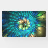 Lumineuze Fantasevloer, kleurrijk Abstract fractal Spandoek (Horizontaal)