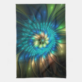 Lumineuze Fantasevloer, kleurrijk Abstract fractal Theedoek (Verticaal)