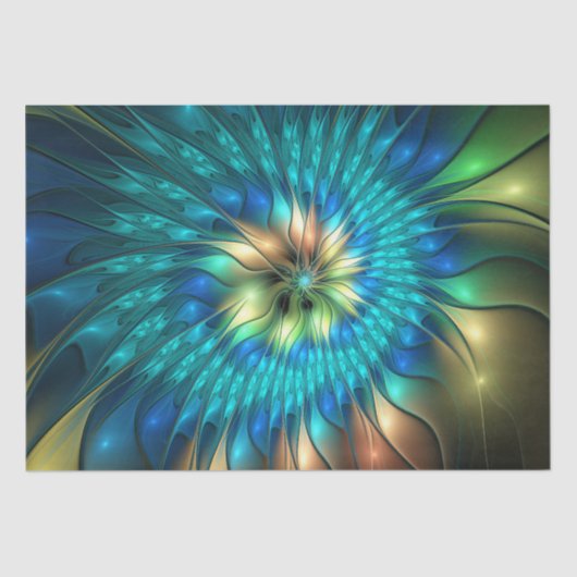 Lumineuze Fantasevloer, kleurrijk Abstract fractal Tissuepapier (Voorkant)