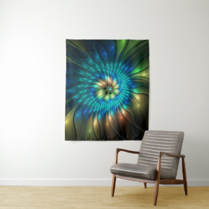 Lumineuze Fantasevloer, kleurrijk Abstract fractal Wandkleed