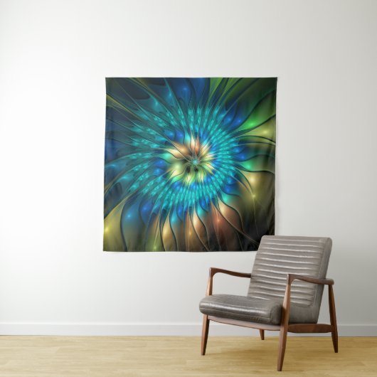 Lumineuze Fantasevloer, kleurrijk Abstract fractal Wandkleed (In situ)