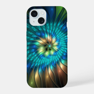 Lumineuze Fantasie Bloem, Kleurrijke Abstracte Fra iPhone 15 Hoesje