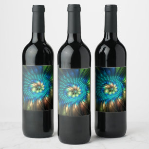 Lumineuze Fantasie Bloem, Kleurrijke Abstracte Fra Wijn Etiket