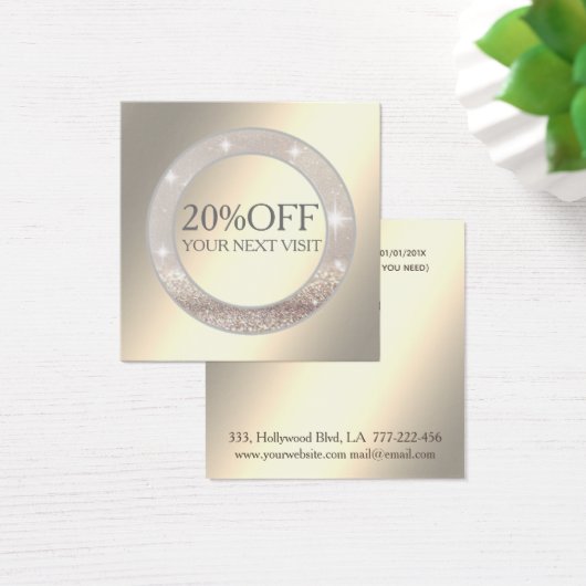 Lumineuze glitterige eenvoudige kortingskaart vierkante visitekaartjes (Bureau)