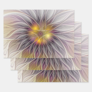 Lumineuze Kleurrijke Bloem, Abstract Moderne Fract Inpakpapier Vel